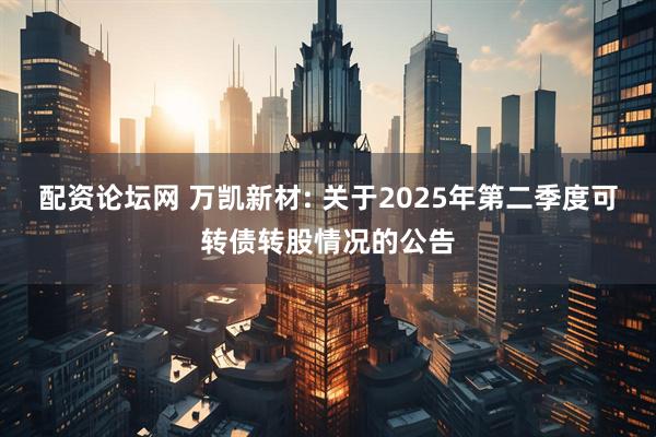配资论坛网 万凯新材: 关于2025年第二季度可转债转股情况的公告