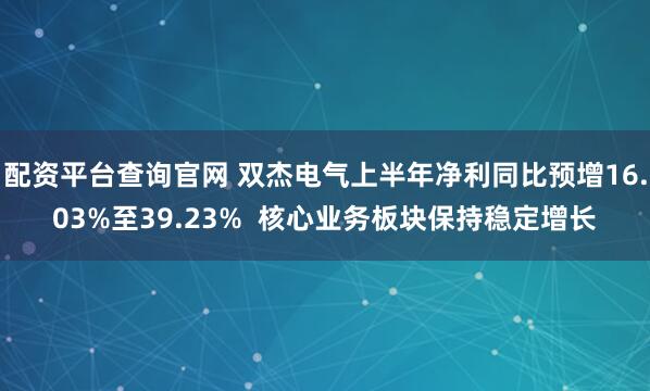 配资平台查询官网 双杰电气上半年净利同比预增16.03%至39.23%  核心业务板块保持稳定增长